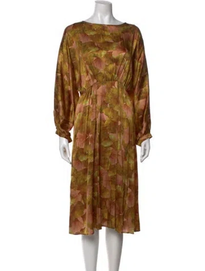 Pre-owned Momoní Silk Midi Length Dress In Green