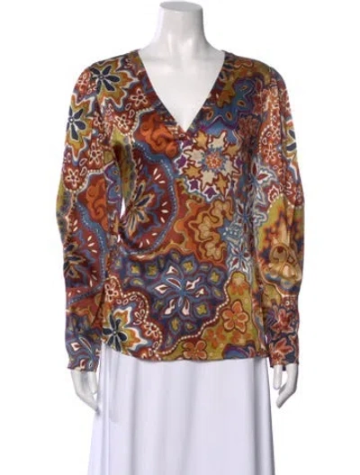 Pre-owned Momoní Silk Paisley Print Blouse In Multi