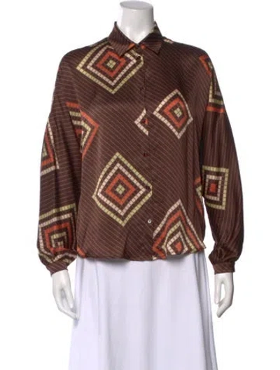 Pre-owned Momoní Silk Patterned Blouse In Brown