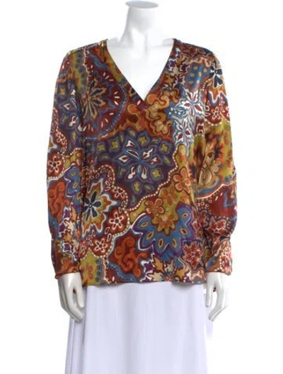 Pre-owned Momoní Silk Printed Blouse In Brown