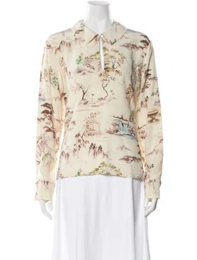 Pre-owned Momoní Silk Printed Blouse In Neutral