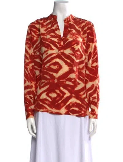 Pre-owned Momoní Silk Printed Blouse In Orange