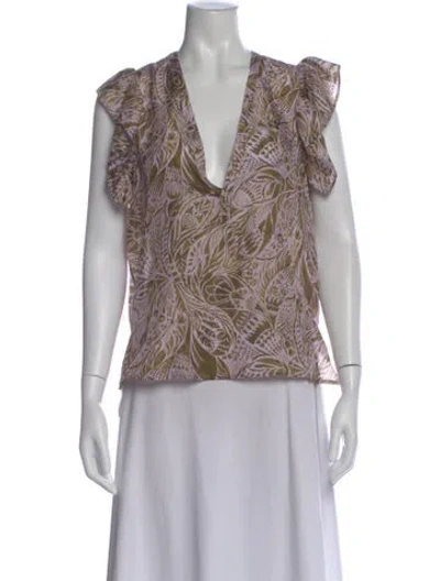 Pre-owned Momoní Silk Printed Blouse In Purple