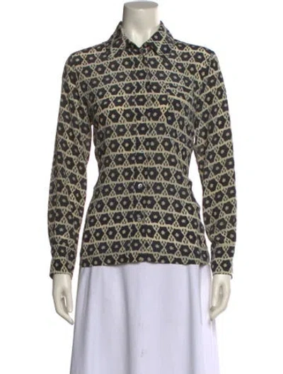 Pre-owned Momoní Silk Printed Button-up Top In Neutral