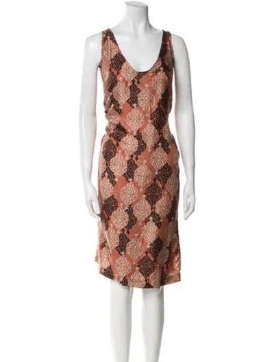 Pre-owned Momoní Silk Printed Nightgown In Brown
