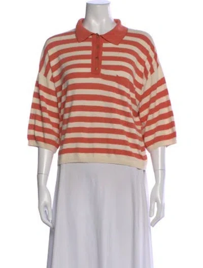 Pre-owned Momoní Silk Striped Polo In Orange