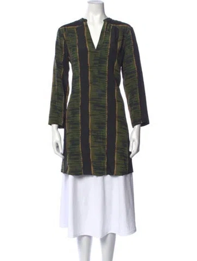 Pre-owned Momoní Silk Striped Tunic In Green