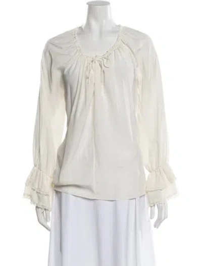 Pre-owned Momoní Silk Tie Neck Blouse W/ Tags In Neutral