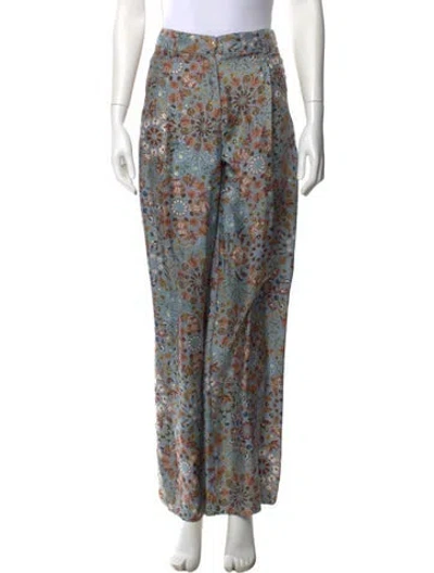 Pre-owned Momoní Silk Wide Leg Pants In Blue