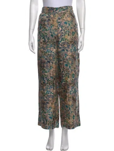 Pre-owned Momoní Silk Wide Leg Pants In Blue