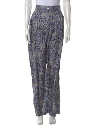 Pre-owned Momoní Silk Wide Leg Pants In Blue
