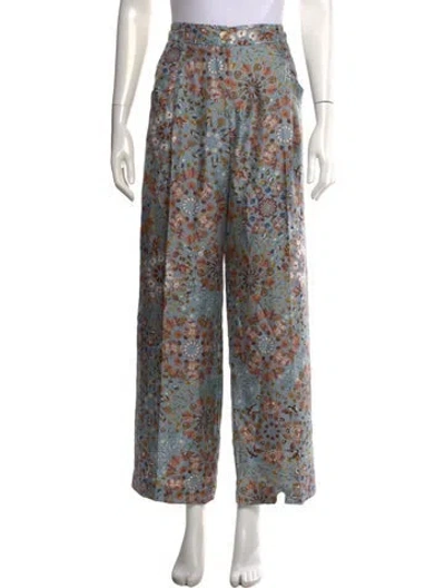 Pre-owned Momoní Silk Wide Leg Pants In Blue