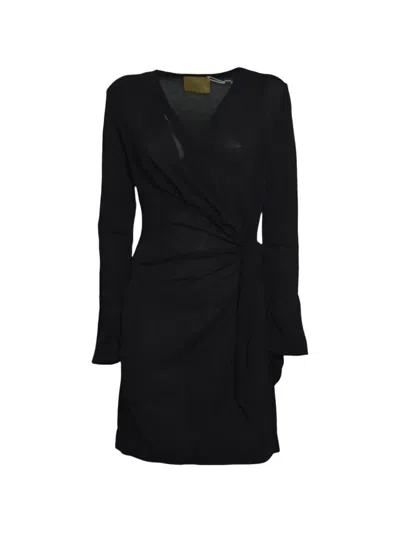 Momoní Skelda Glitter-effect Knotted Mini Dress In Black