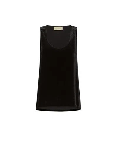 Momoní Sleek Sleeveless Top In Viscose-silk Velvet In Black