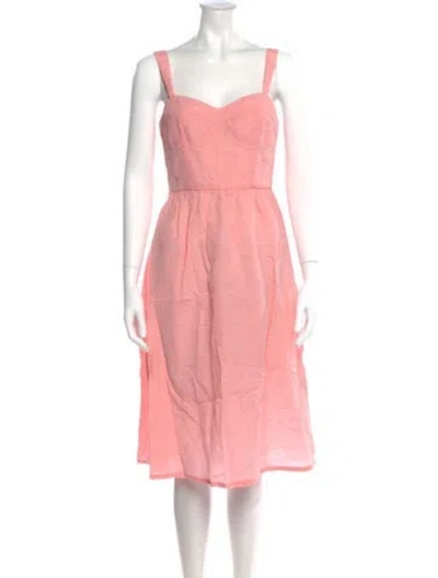 Pre-owned Momoní Square Neckline Midi Length Dress In Pink