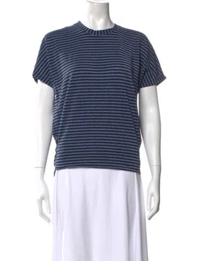 Pre-owned Momoní Striped Crew Neck T-shirt In Blue