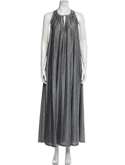 Pre-owned Momoní Striped Long Dress In Gray