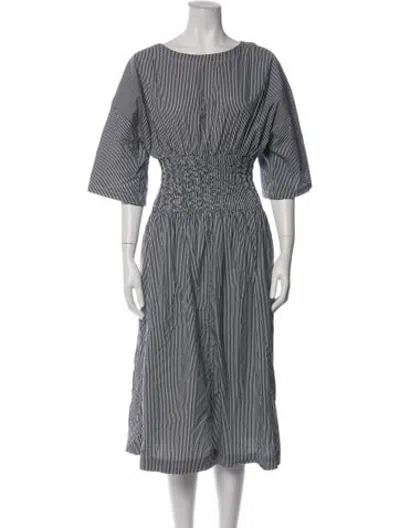 Pre-owned Momoní Striped Midi Length Dress In Blue
