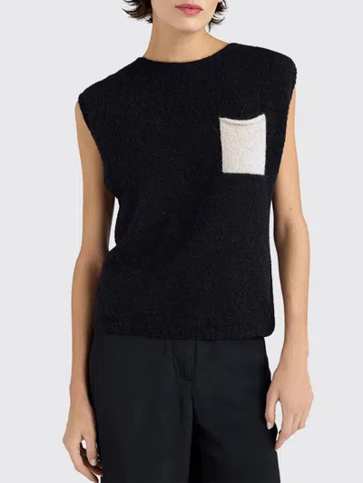 Momoní Ansa Chest-pocket Knitted Vest In Black
