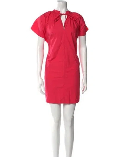 Pre-owned Momoní Tie Neck Mini Dress In Pink