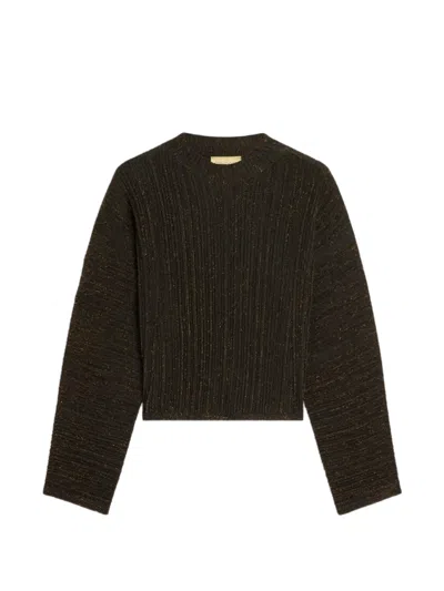 Momoní Tiva Plissé-effect Sweater In Green