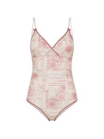 Momoní Tore Printed Bodysuit In Brown
