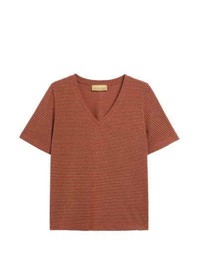 Momoní Trails Striped T-shirt In Brown