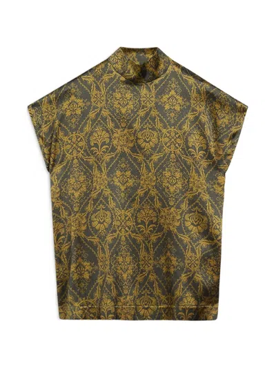 Momoní Ulla Printed Silk-satin Blouse In Green