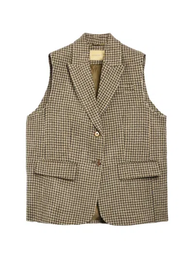 Momoní Veika Houndstooth-pattern Waistcoat In Neutral