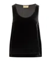 Momoní Sleek Sleeveless Top In Viscose-silk Velvet In Black
