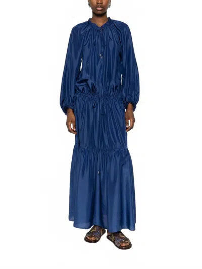 Momoní Viento Ruffled Maxi Dress In Ultramarine Blue