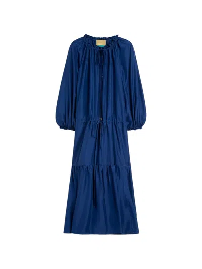 Momoní Viento Silk Maxi Dress In Blue