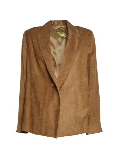 Momoní Vira Corduroy Shawl-lapel Jacket In Brown