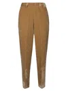 Momoní Momoni Vischio Panta Elastico Dietro Velluto Lurex In Beige