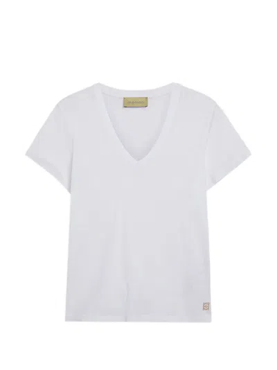 Momoní V-neck Embroidered T-shirt In White