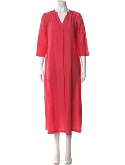 Pre-owned Momoní V-neck Long Dress In Pink