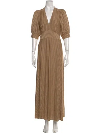 Pre-owned Momoní V-neck Long Dress W/ Tags In Neutral