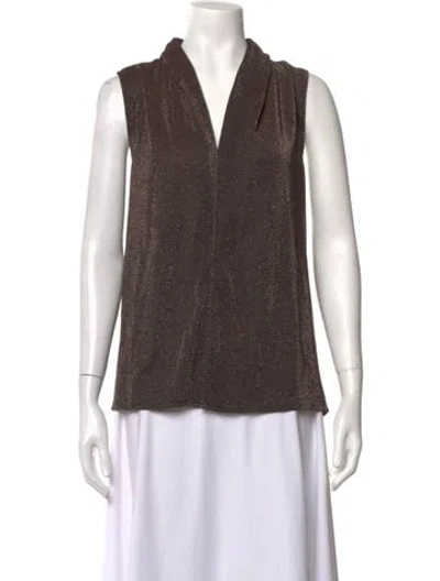 Pre-owned Momoní V-neck Sleeveless Top W/ Tags In Brown