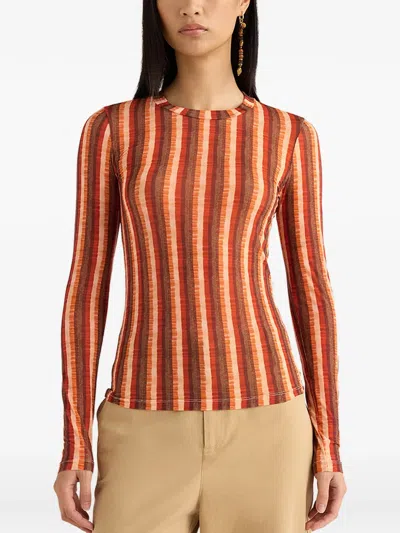Momoní Waina Long-sleeves Striped Top In Orange