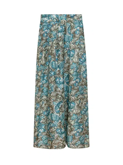 Momoni' Wide Leg Trousers With Butterfly Print In Multi