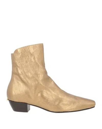 Momoní Woman Ankle Boots Gold Size 9 Textile Fibers In Brown