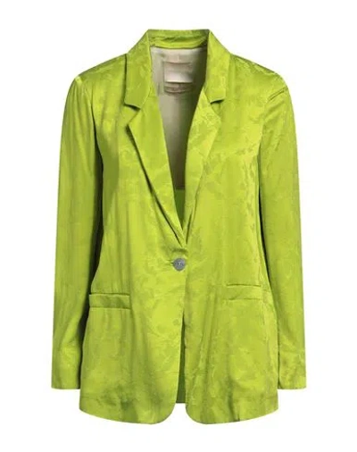 Momoní Woman Blazer Lime Green Size 6 Cupro, Viscose