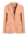 Momoní Woman Blazer Apricot Size 6 Polyester, Wool, Linen, Elastane In Brown