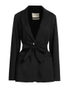 Momoní Woman Blazer Black Size 2 Polyester, Wool, Viscose, Elastane In Black