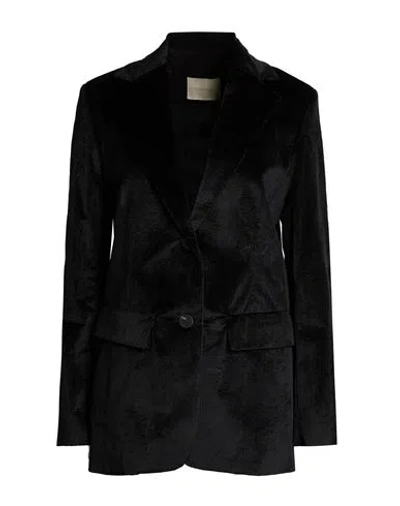 Momoní Woman Blazer Black Size 6 Cotton, Viscose, Elastane