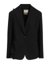 MOMONÍ MOMONÍ WOMAN BLAZER BLACK SIZE 6 VISCOSE, POLYAMIDE