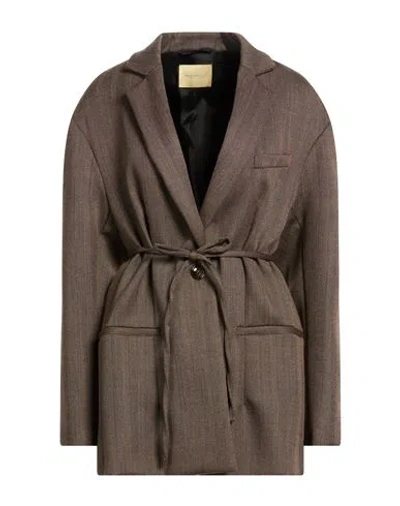 Momoní Woman Blazer Brown Size 8 Virgin Wool