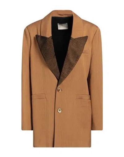 Momoní Woman Blazer Camel Size 6 Viscose, Virgin Wool In Multi