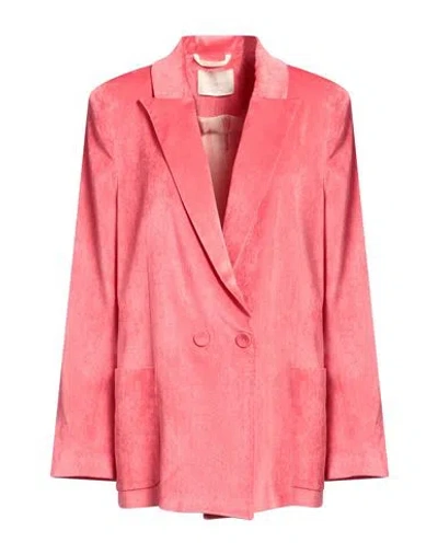 Momoní Woman Blazer Coral Size 12 Viscose, Elastane In Pink