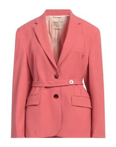 Momoní Woman Blazer Coral Size 6 Virgin Wool, Elastane In Red